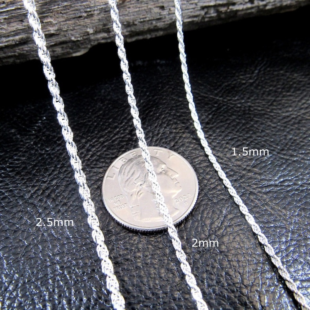 925 Italy Stamped Diamond Cut Rope - Picture 3 of 6